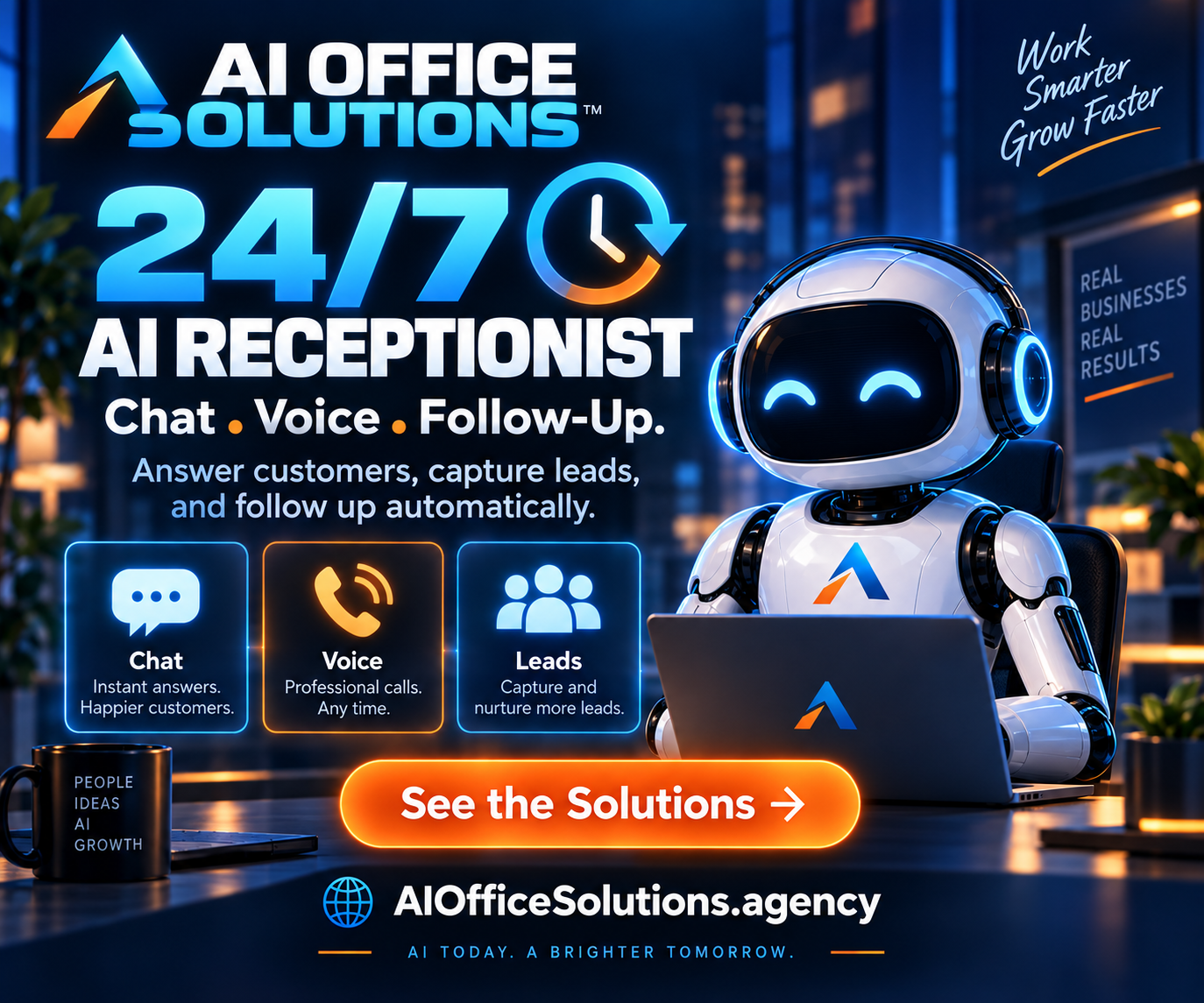 AI receptionist for chat, voice and lead follow-up